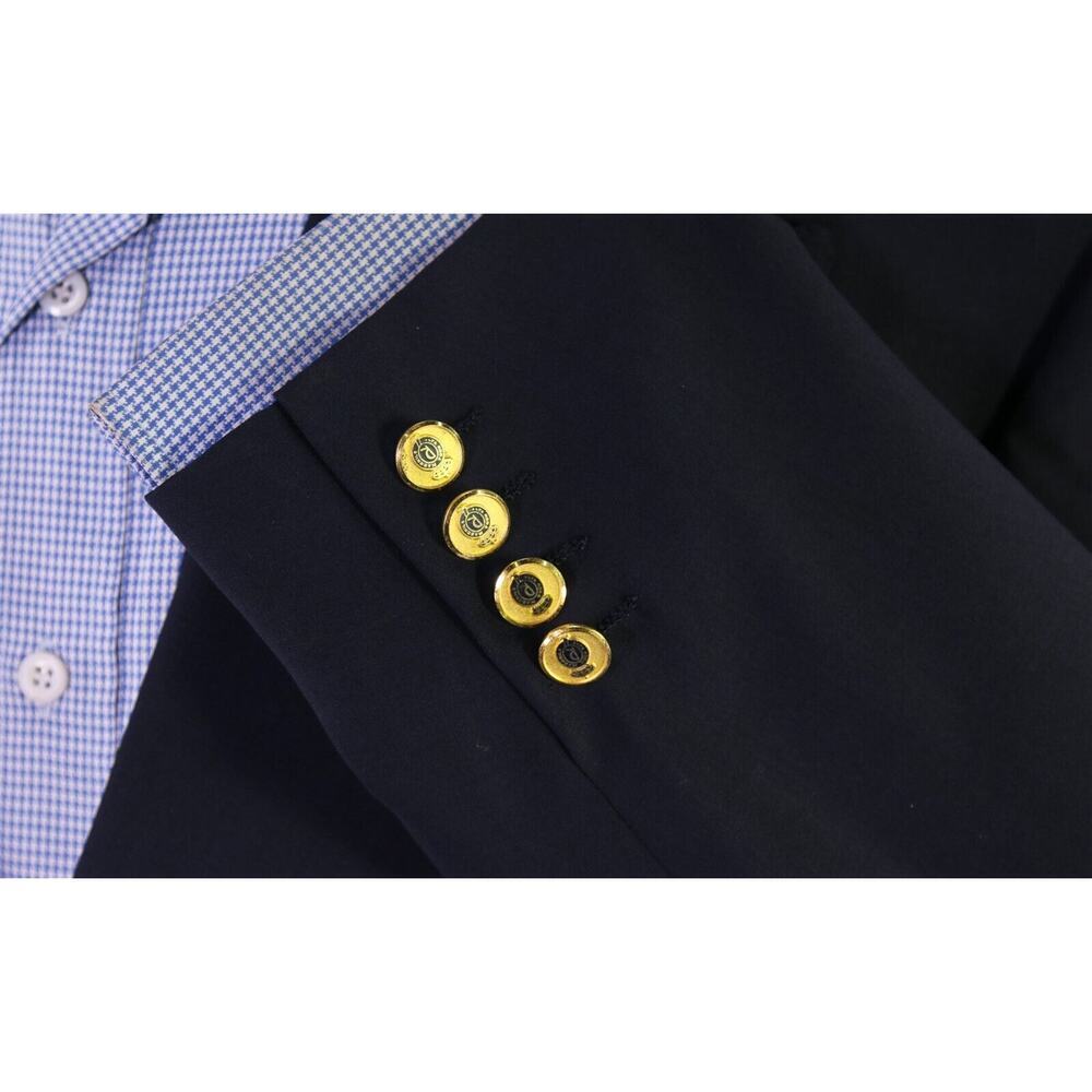 Ravazzolo Navy Blue w/ Gold Metal Buttons Double Breasted Wool Blazer Jacket 40R - Picture 6 of 9